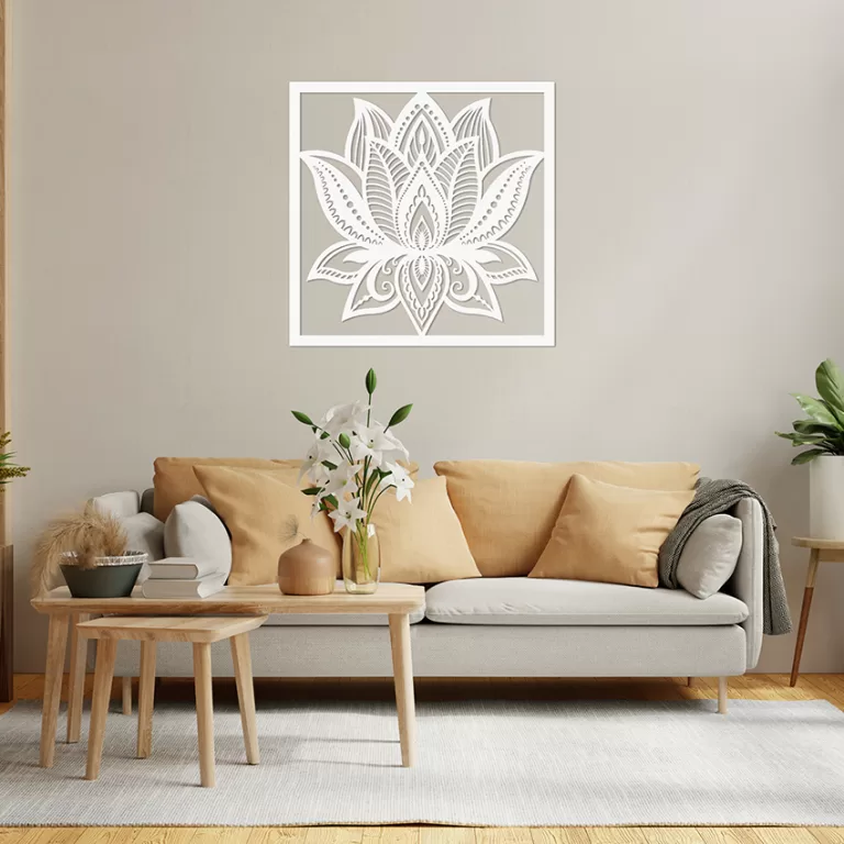 Quadro Flor de Lótus Decoração em Mdf Mandala P
