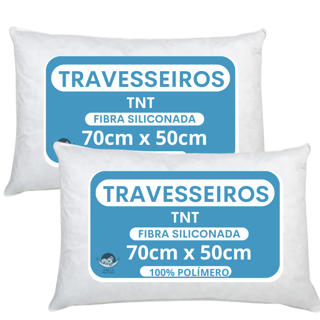 Kit 2 Travesseiro Antialergico 50x70cm extra macio tecido TNT fibra 100% sintética Premium