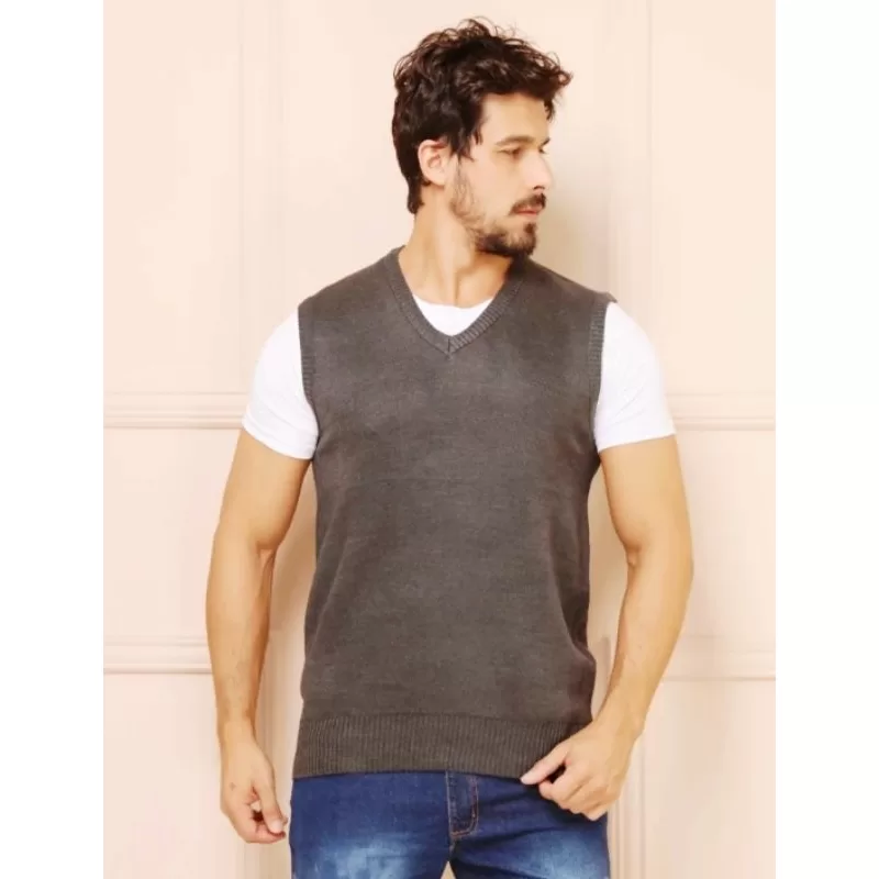 Pulover masculino colete social clássico fechado de lä