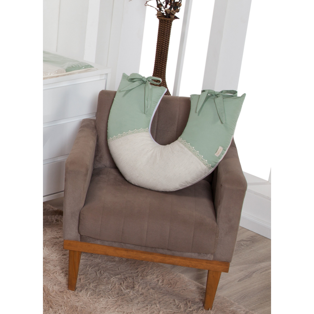 Almofada Amamentar Noah Linho Com Verde