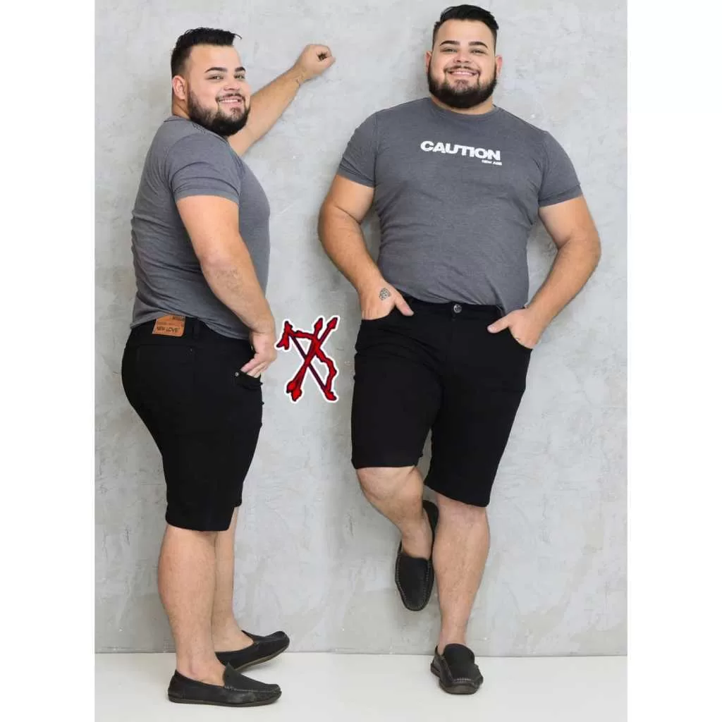 Bermuda Short Masculina Plus Size no Jeans Casual Com Elastano Tamanho Grande Moda Maior 48 ao 54