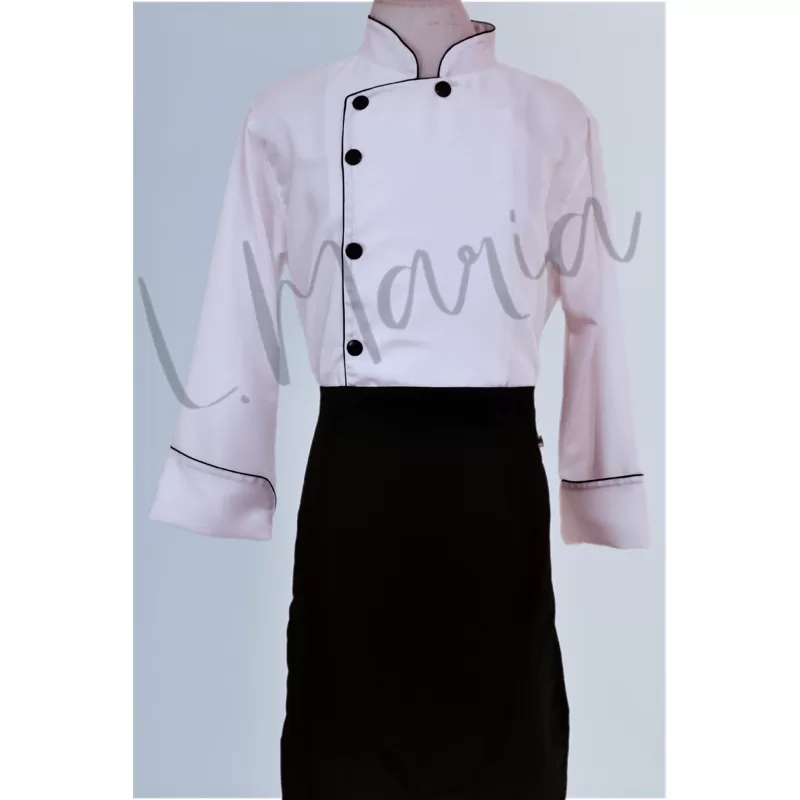 Doma/dolma Chef De Cozinha Em Oxford Manga 3/8 Botao Tradicional COR: BRANCA – COM NOME BORDADO