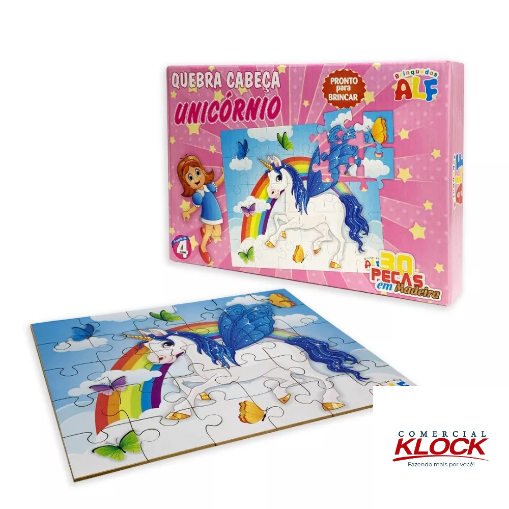Quebra-Cabeça Infantil em Madeira Alf Unicórnio