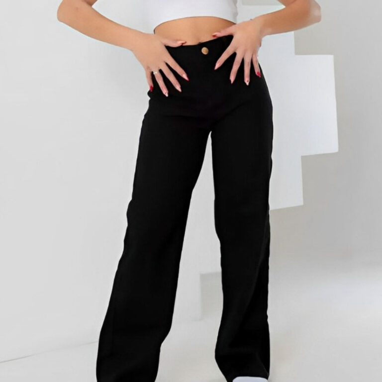 Calça Wide Leg preta infantil juvenil menina 6 ao