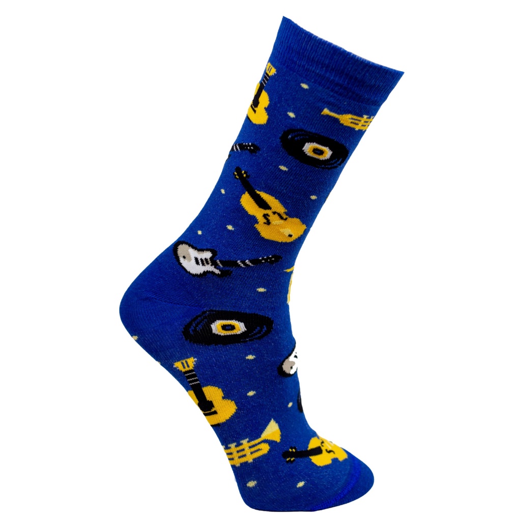 Meia Divertida Cano Longo Instrumentos Musicais Oddo Azul Masculina/Feminina