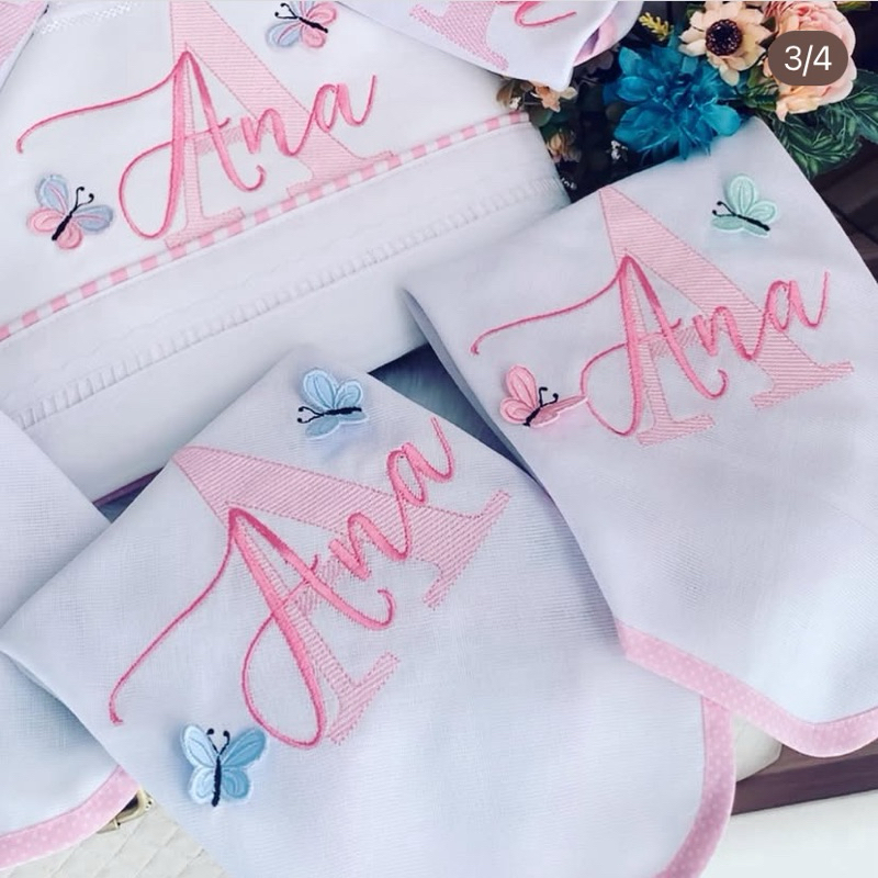 Fralda de boca bordada e personalizada