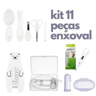Kit Higiene bebê completo com 11 peças neutro Pi