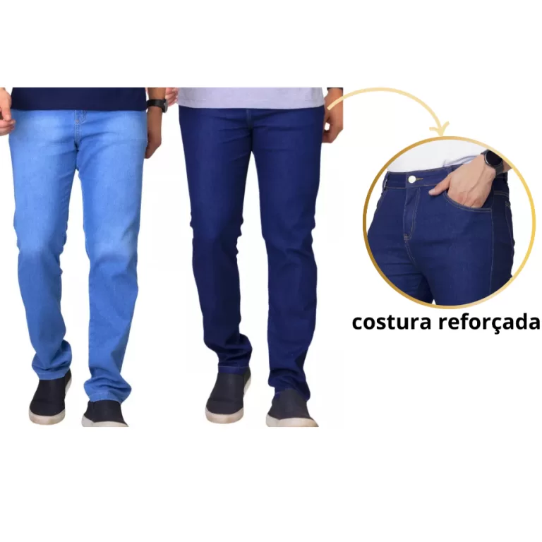 kit 2 calças jeans masculina com lycra linha prem
