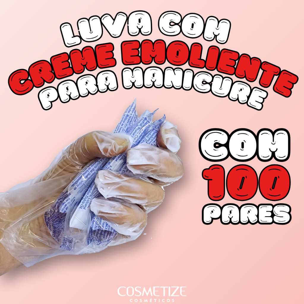 Luva com Creme Emoliente Manicure Cosmetize