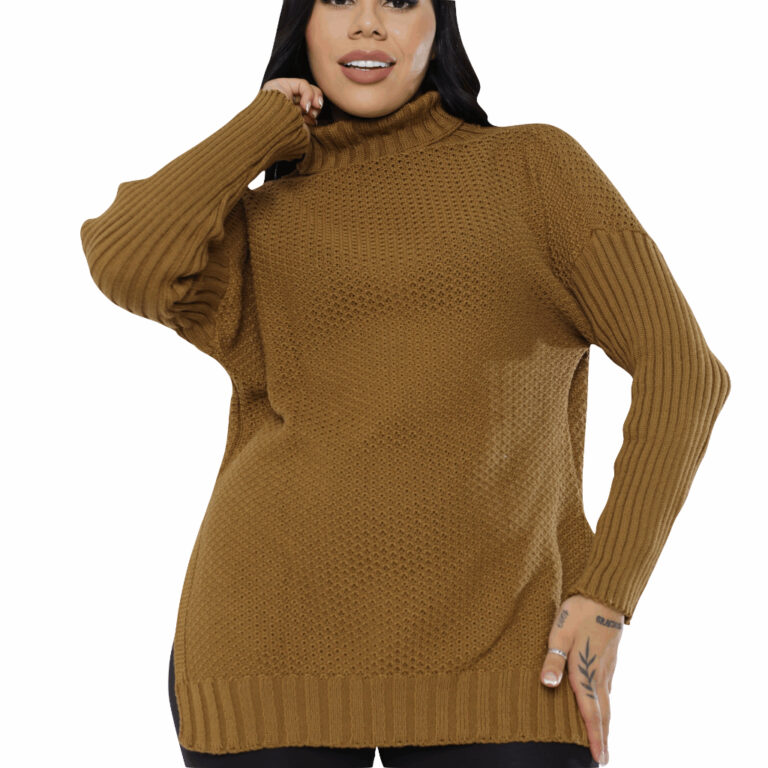 Blusa Outono Inverno Poncho Tricô Feminino Xadrez