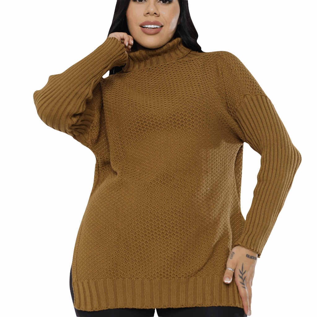 Blusa Outono Inverno Poncho Tricô Feminino Xadrez Lindo