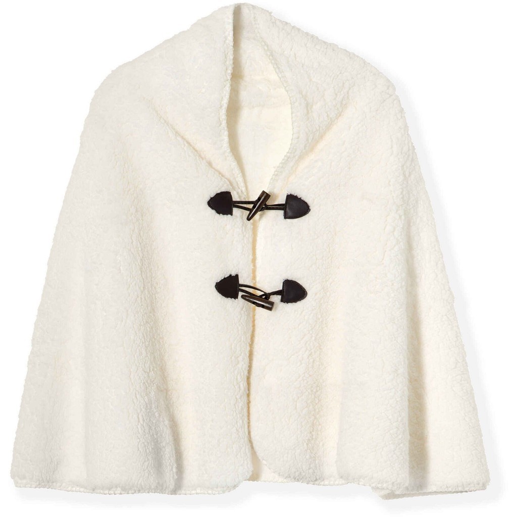 Poncho Feminino Sherpa Liso Branco Cru Tecido Pelúcia Macio Jolitex