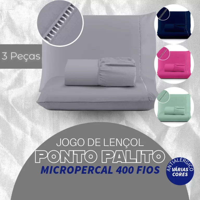 Jogo de Cama Lençol 400 fios Micropercal 03 Peça