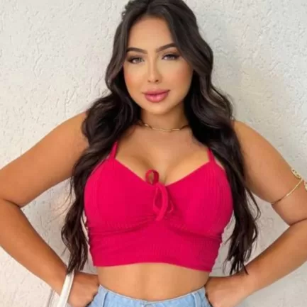 Blusinha Cropped Feminino Canelado de Puxar Decote