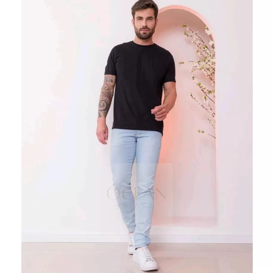 Calça jeans clara  masculina super skinny original promoção