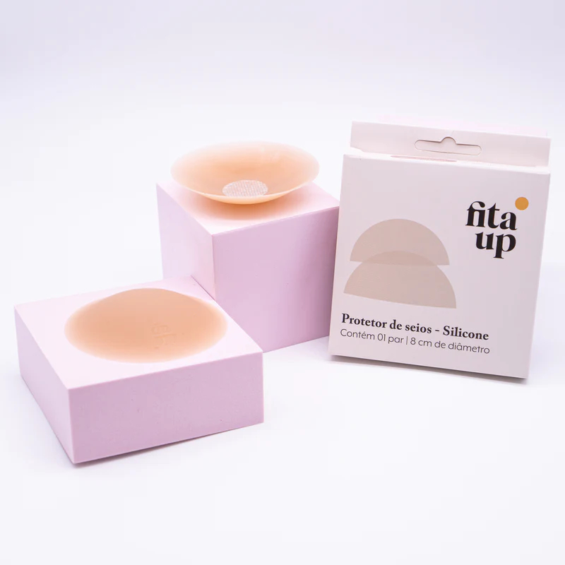 Protetor Tapa de Mamilos Silicone Adesivo Reutilizavel Discreto Bege 1 Par Fita UP