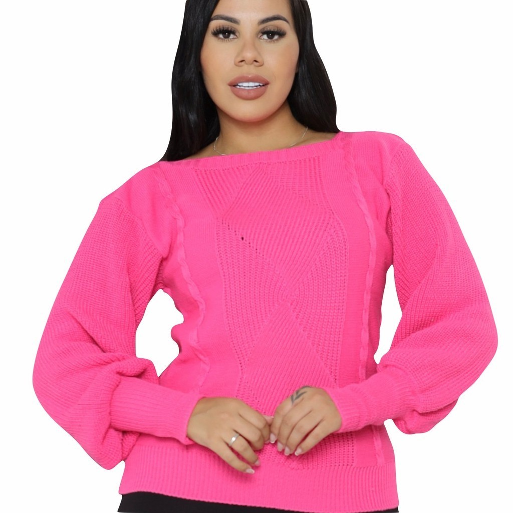 Tricot Blusa De Frio Malha Qualidade Manga Longa Bufante