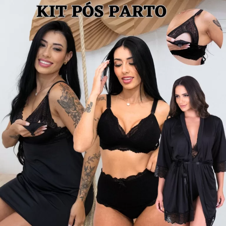 Kit Mãe Maternidade Camisola Pós Parto Hoby Femi