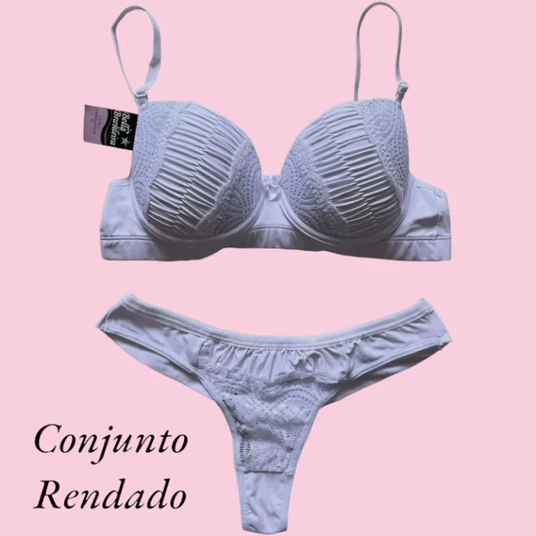 Conjunto Feminino Sutiã Com Bojo e Calcinha Renda