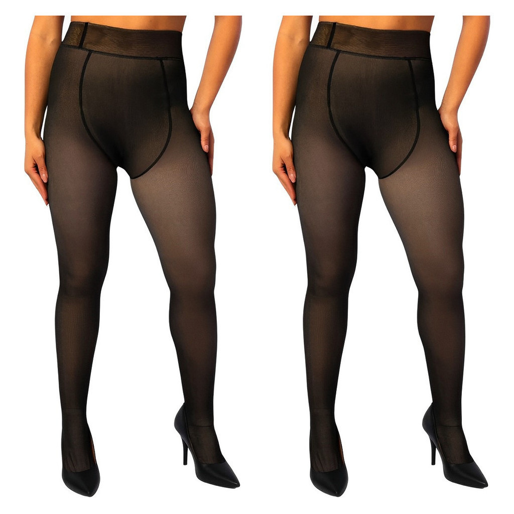 Kit 2 Meia-calça De Lã Térmica Translúcida Forrada Pelinho