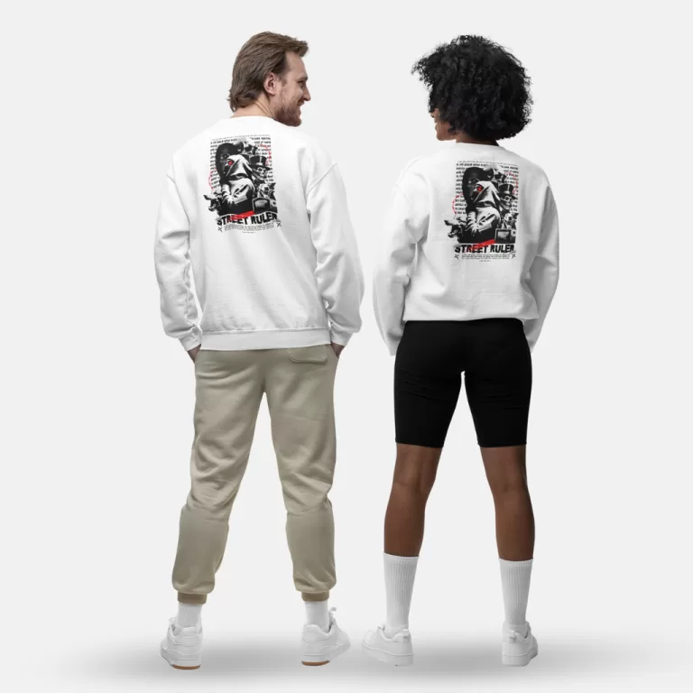Moletom Preto Branco Masculino Gola Careca Estampa