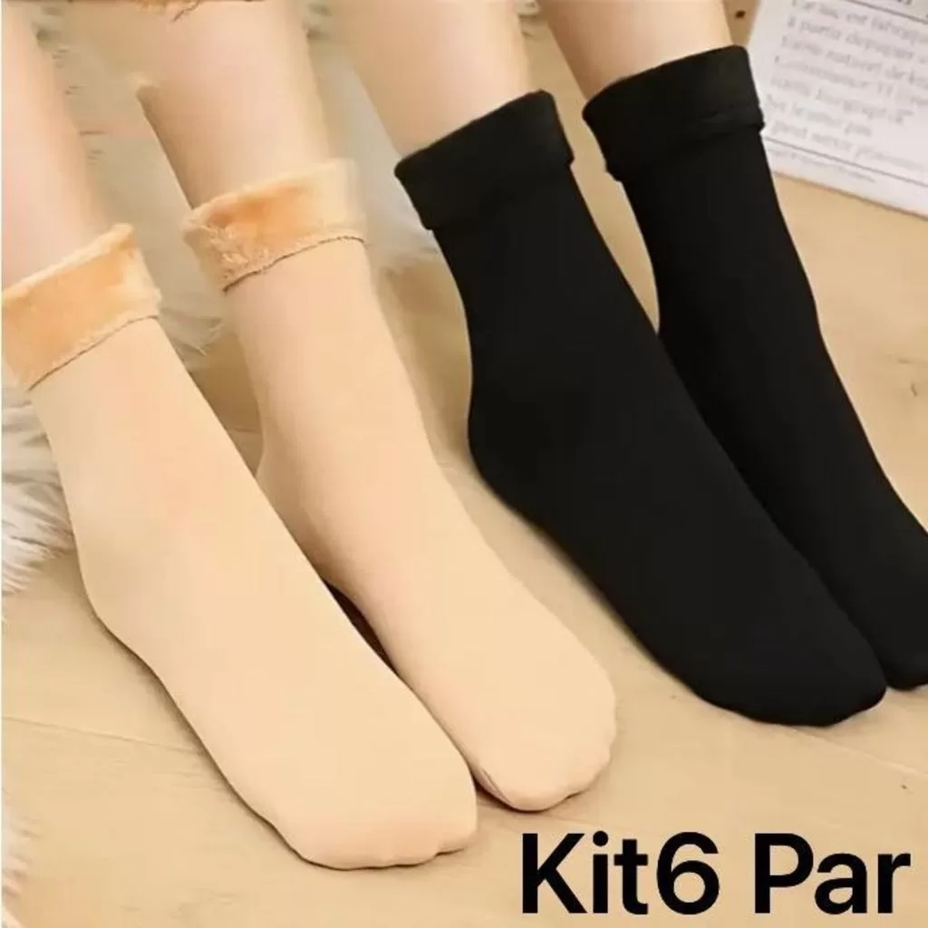 Kit com 6,3,1 pares de meias/meias soquete térmica grossa flanelada fleece inverno frio intenso
