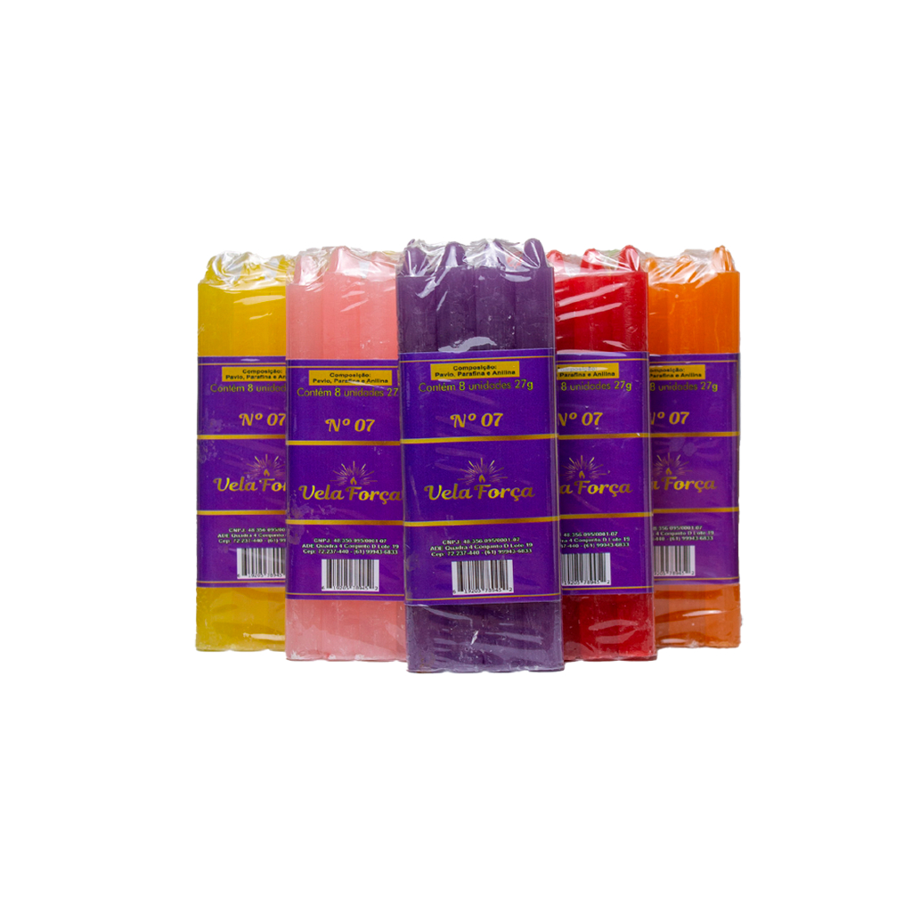 Vela Palito (Maço 8 unid.) – Varias Cores – 100% Parafina