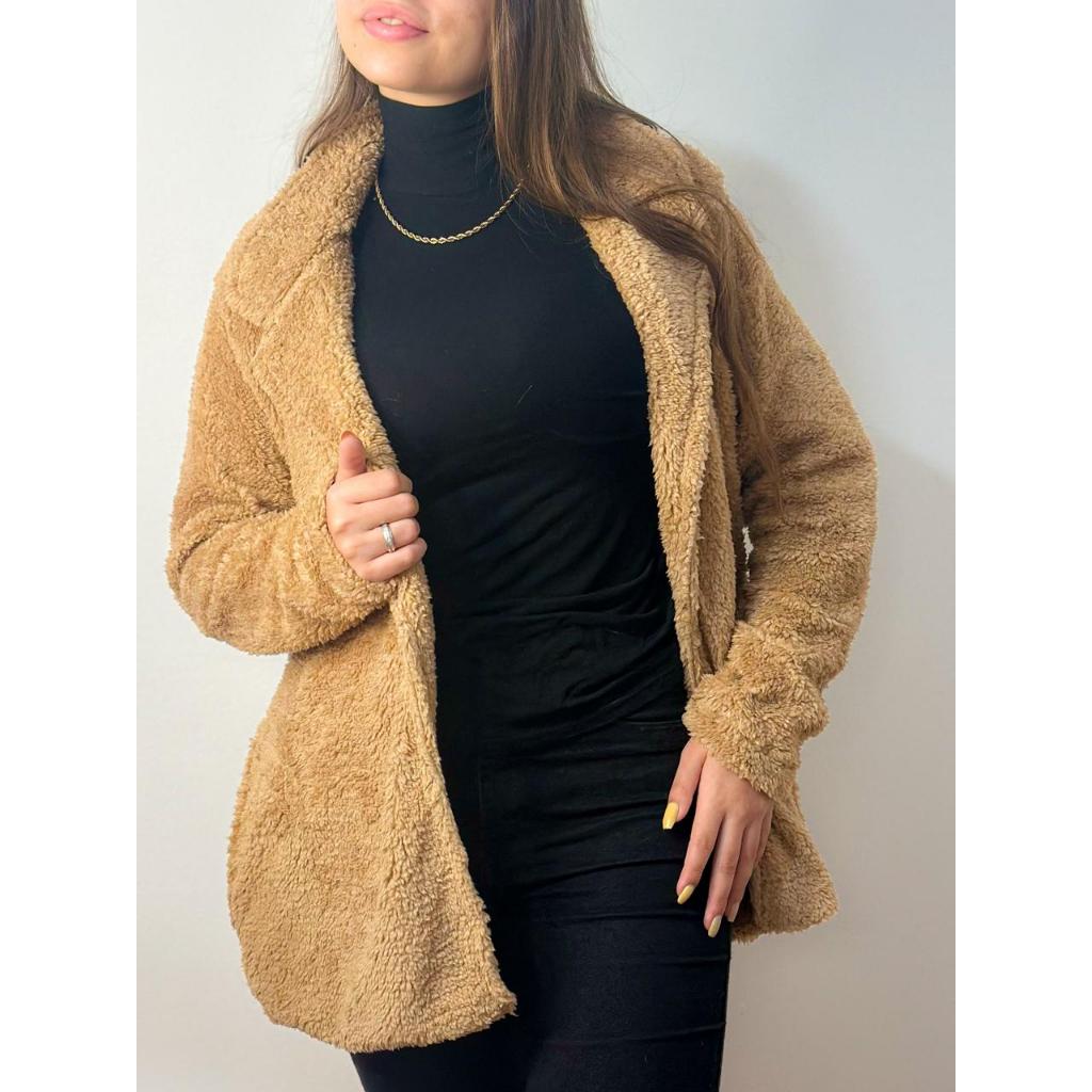 Casaco Teddy Inverno Feminino Longo Com Forro Pelúcia Blusa Feminina