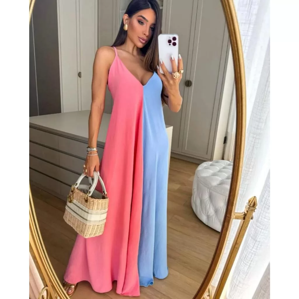 Vestido Chá Revelação Duna Bicolor PROMOÇÃO