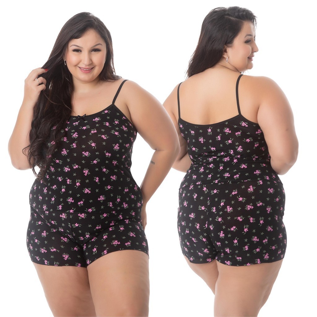 Short Doll Baby Doll Plus Size de Liganete XGG Estampado