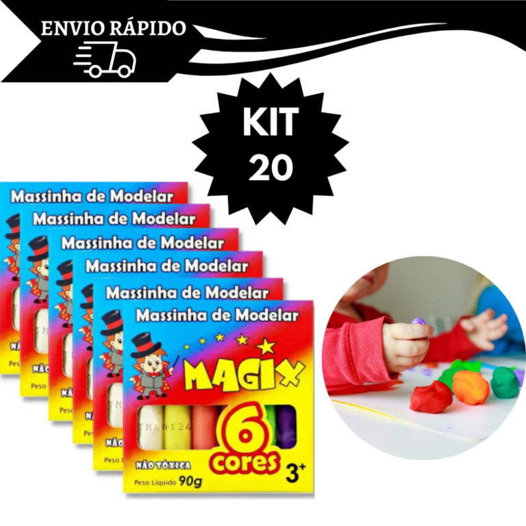 20 Cxs Massinha de Modelar 6 cores 65g Coloridas P