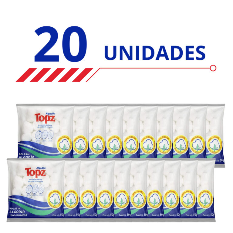 Kit 20 Algodão Topz em Bolas Hidrófilos Puros Ma