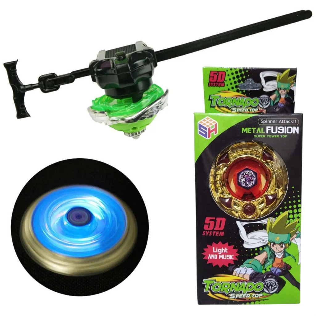 BeyBlade Pião Lançador Com Luz Brinquedo De Metal Giratório