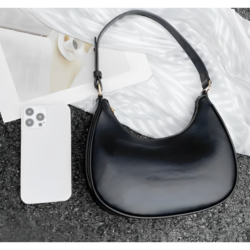 Bolsa Feminina Meia Lua de Ombro Transversal de Ombro Pequena Estilosa Barata