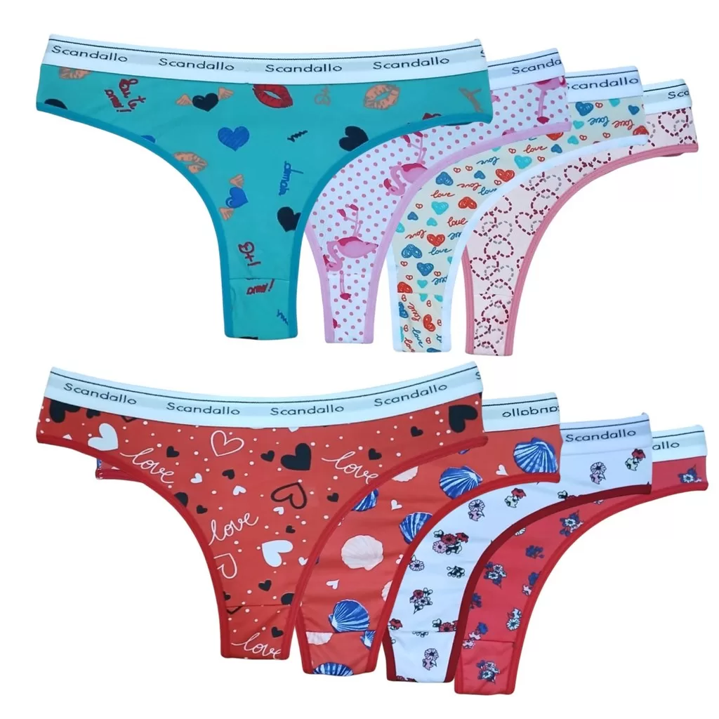 Kit 5 Calcinha Fio Dental Estampada Confortável Dia a Dia Ajustável Sensual Revenda Barata Sexy