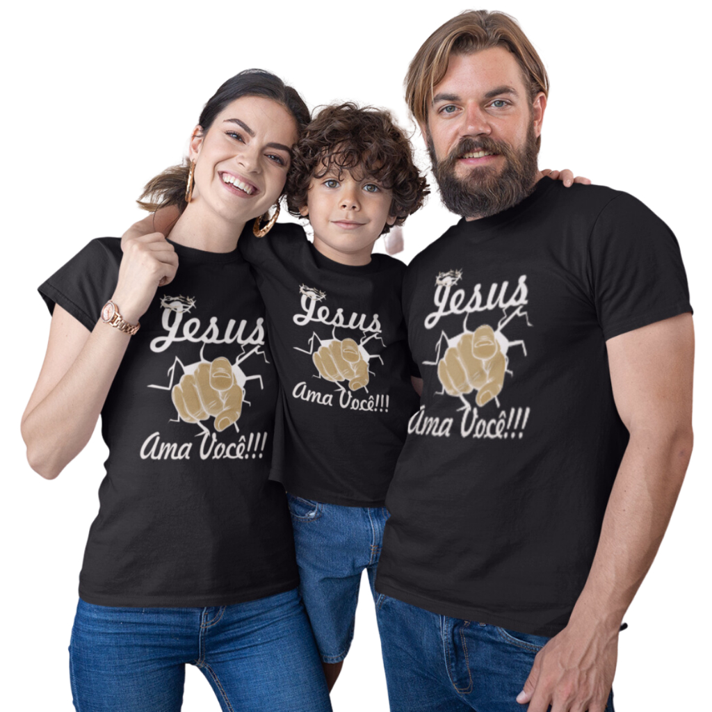 Camiseta Evangélica Camisa Jesus Te Ama C117 Monte seu Kit Familia -Valor de 1 peça