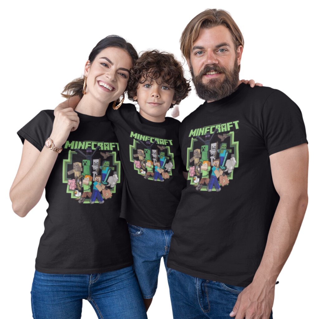 Camiseta Minecraft C89 Camisa Para Aniversario Monte seu Kit Familia -Valor de 1 peça .