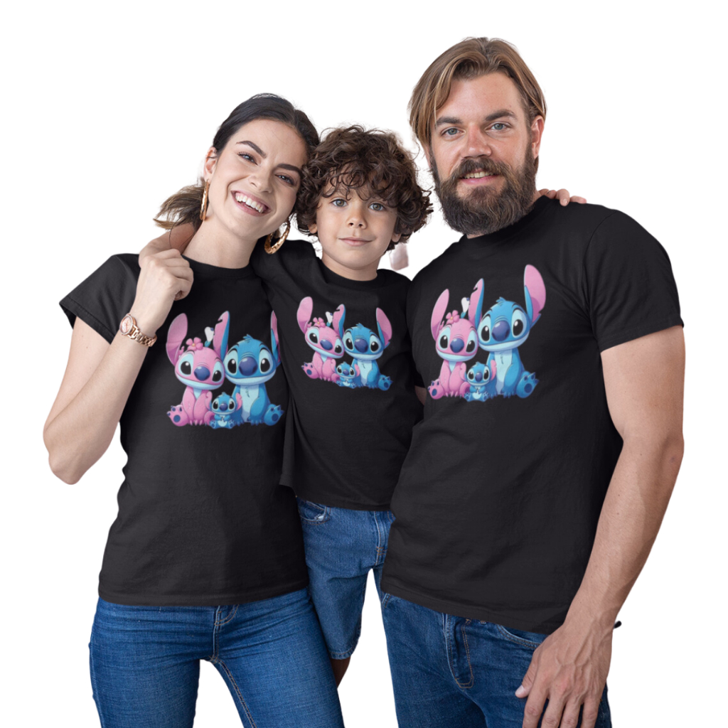Camiseta Camisas Lilo E Stitch Aniversarios C52 Monte seu Kit Familia -Valor de 1 peça