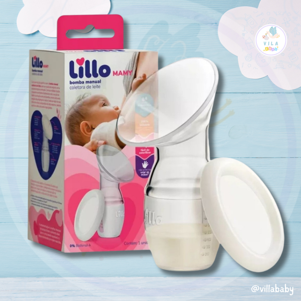 Bomba Coletora De Leite Materno Lillo Mamy 100% Silicone com Tampa e Graduação de 90ml