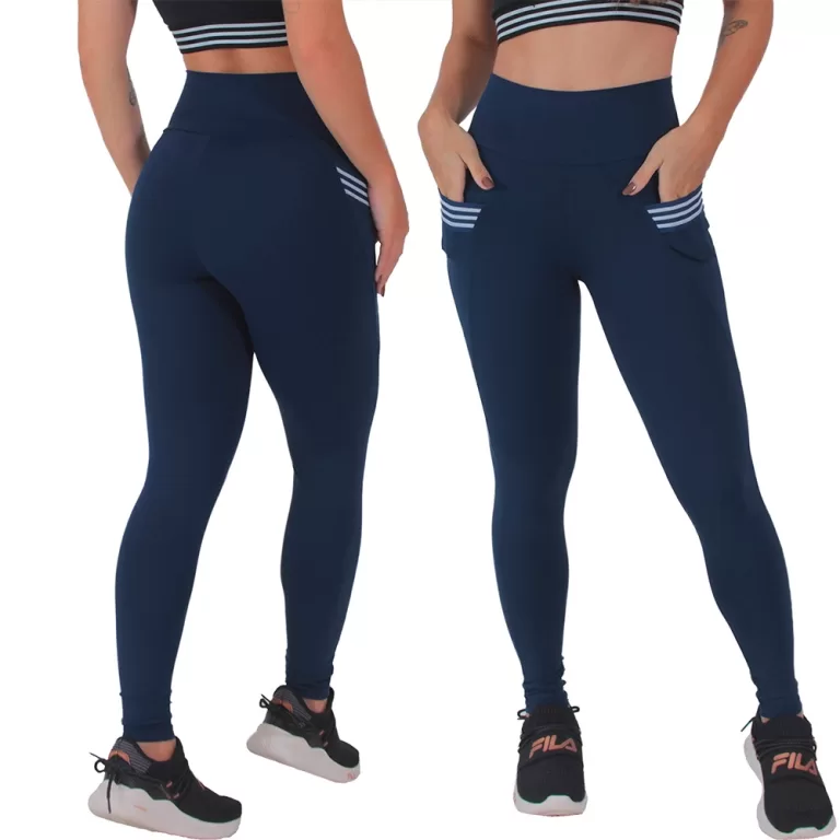 Legging Feminina Poliamida Cintura Alta Bolsos Mod