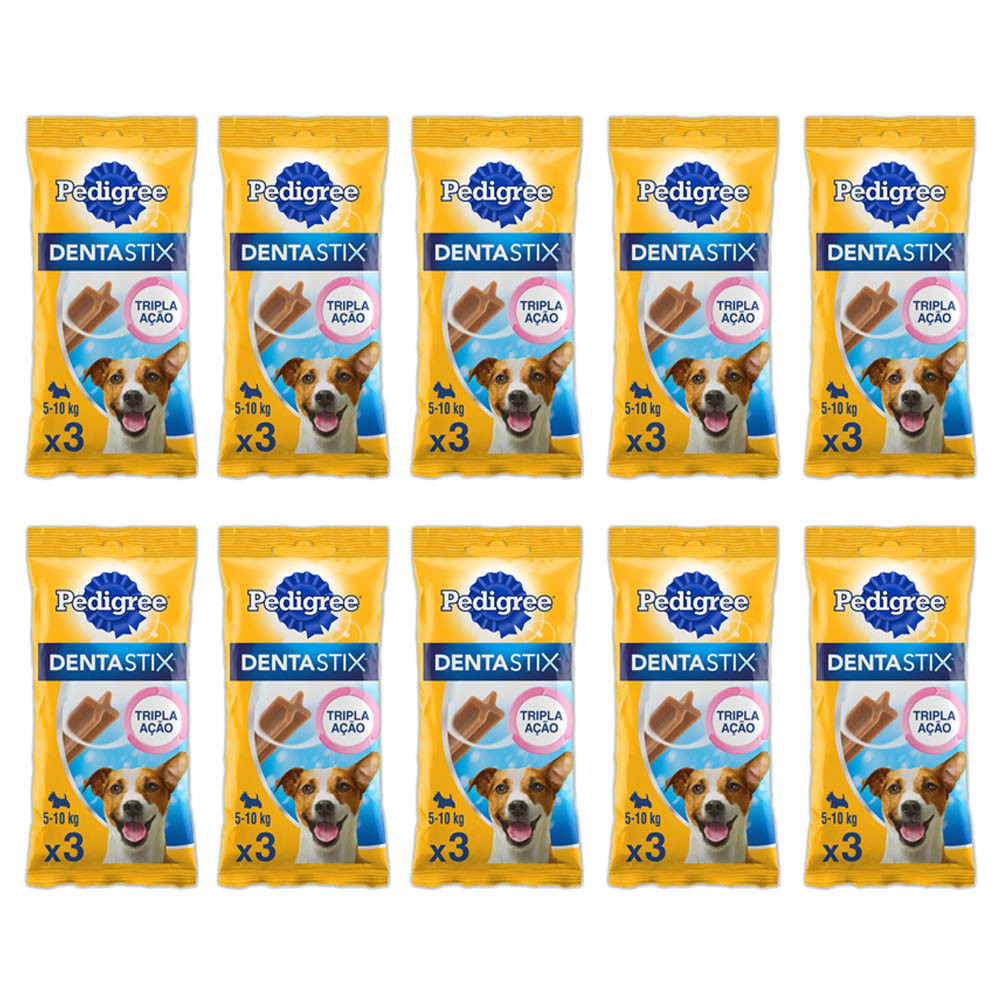 Kit Com 10 Dentastix Pedigree Para Cães Pequenos 3un