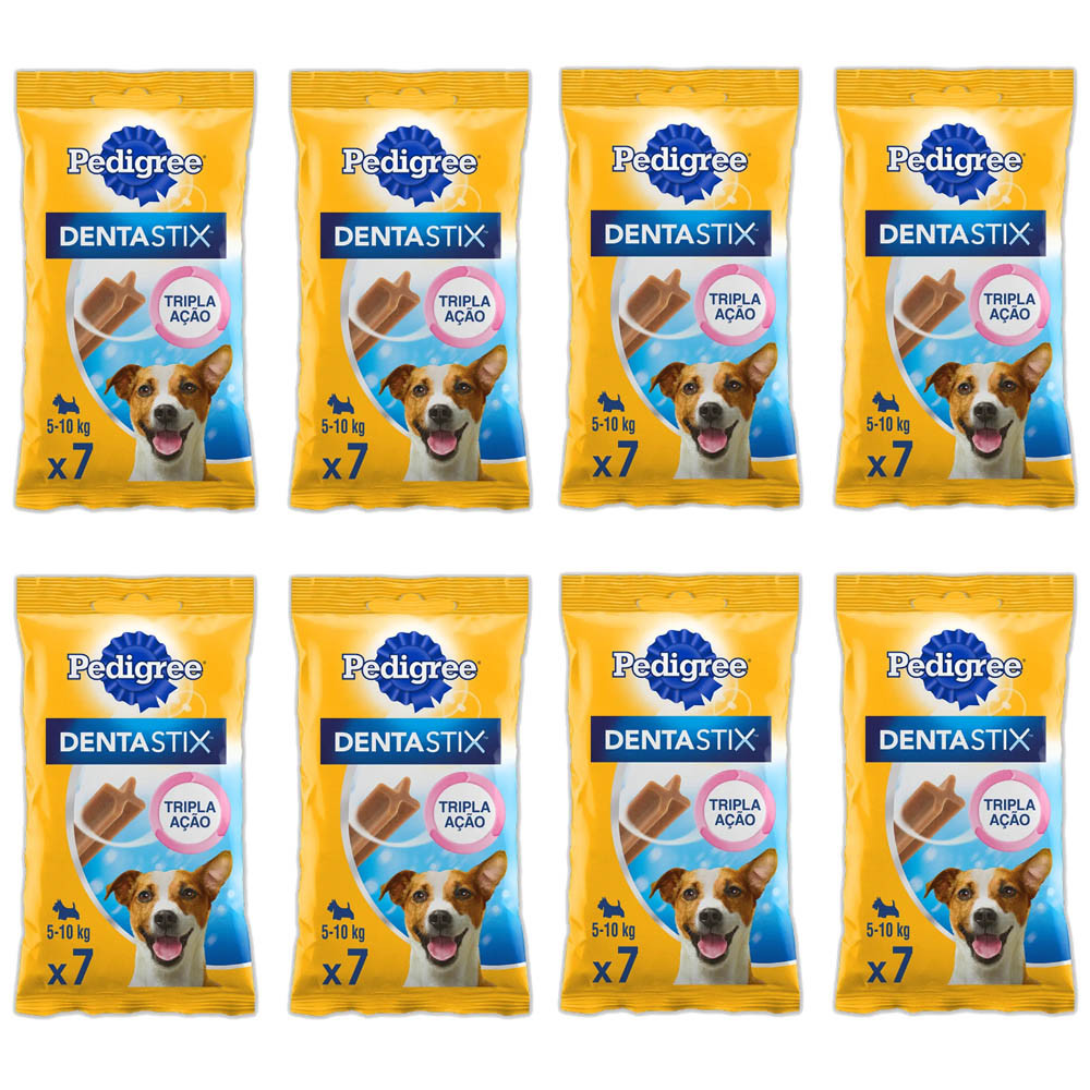 Kit Com 8 Dentastix Pedigree Petiscos Para Cães Pequenos 7un
