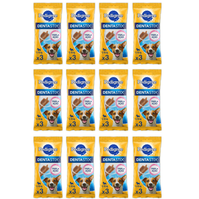Kit Com 12 Dentastix Pedigree Petiscos Para Cães 