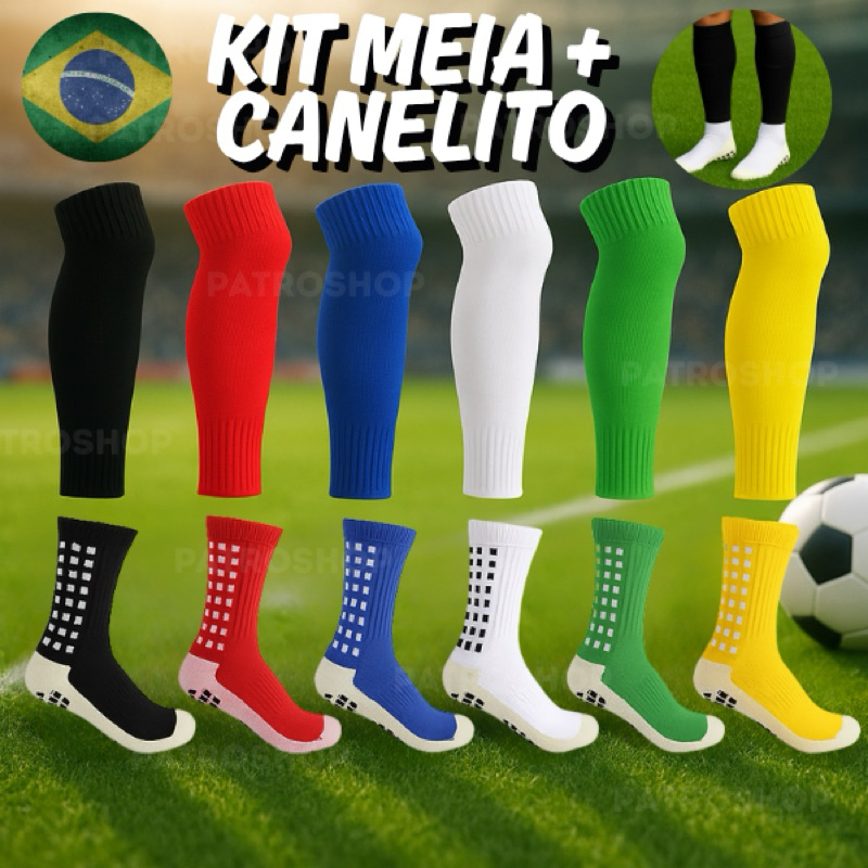 Kit Meia Antiderrapante Pro Soccer Trusox + Meião Cortado Canelito