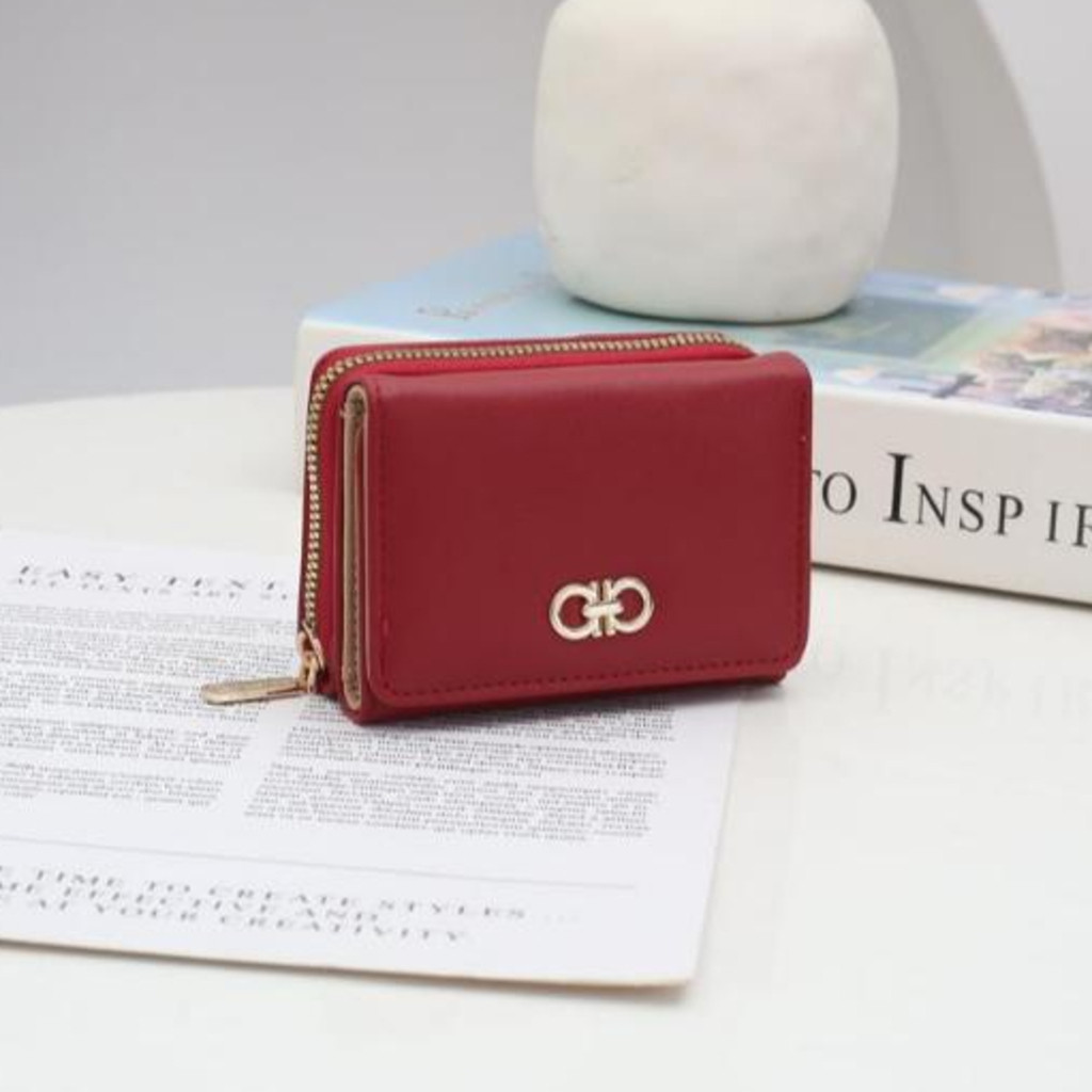 Carteira Pequena Feminina Couro Multi-Cartão Com Três Dobras V2433 VT