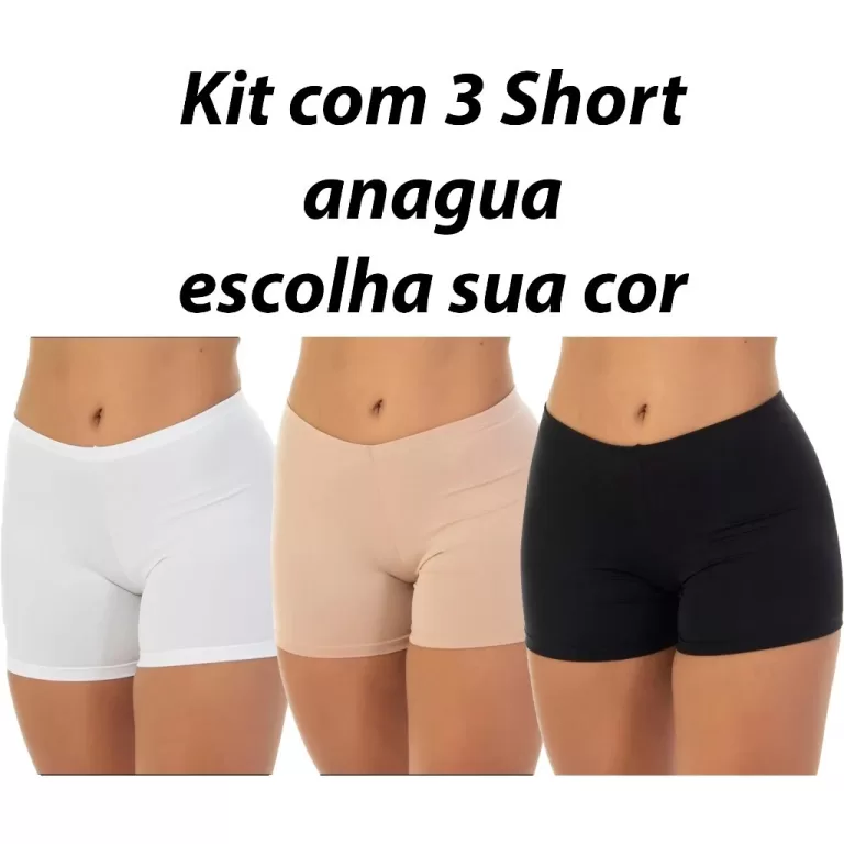 Kit 3 Short Anágua Segunda Pele Shortinho Íntimo