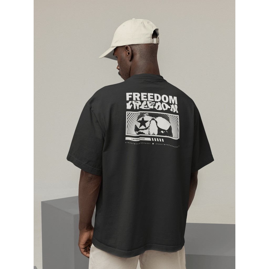 Camisa Camiseta Oversize Streetwear Masculino e Feminino Treino e Dia a Dia Preto e Off Whte Estampa