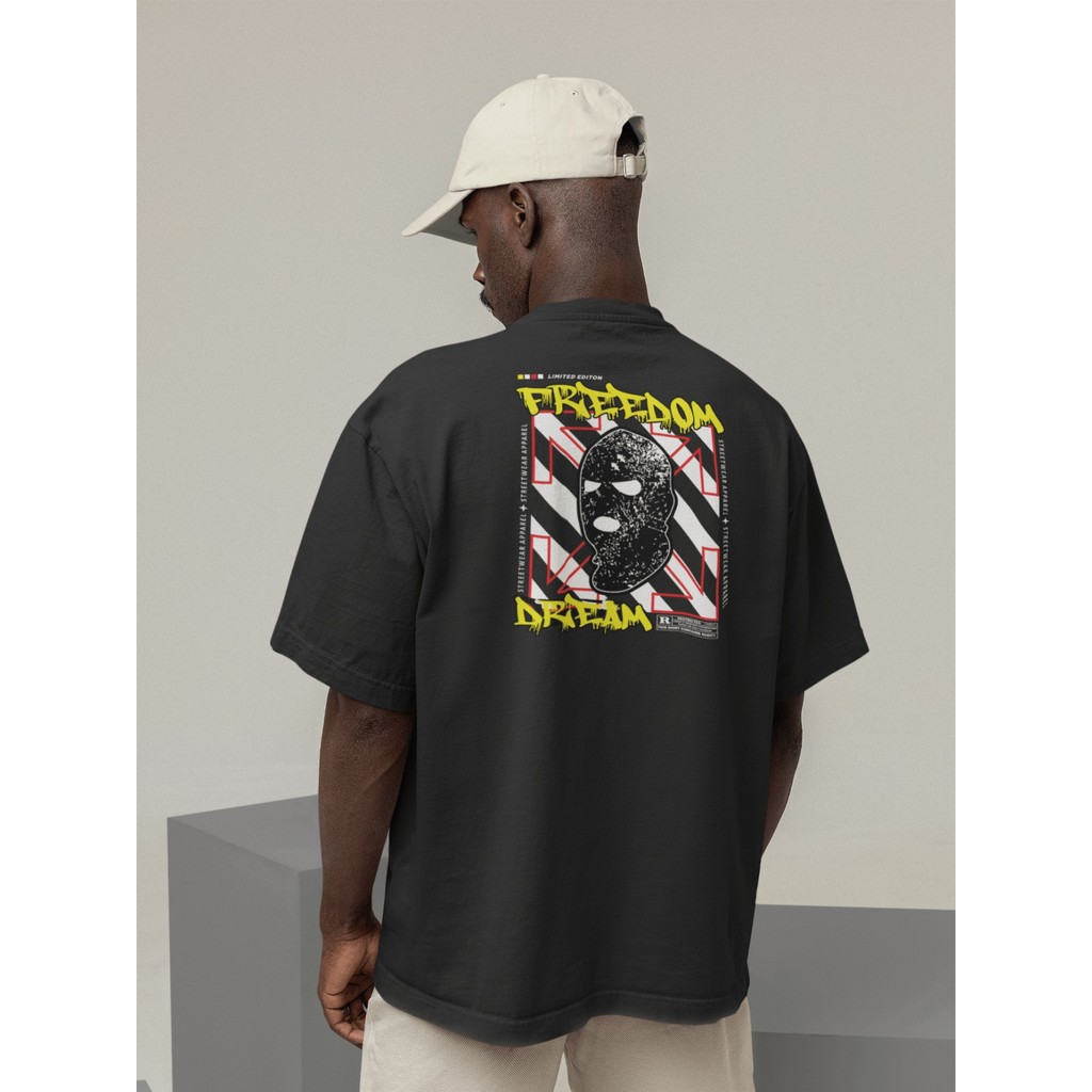 Camisa Camiseta Oversize Streetwear Masculino e Feminino 100% Algodão Treino e Dia a Dia Preto e Off