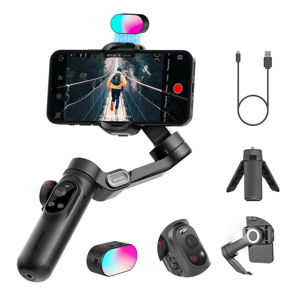 AOCHUAN Smart X Pro Estabilizador de Celular Gimbal Três Eixos Anti-Vibração Inteligente Cabeça de C