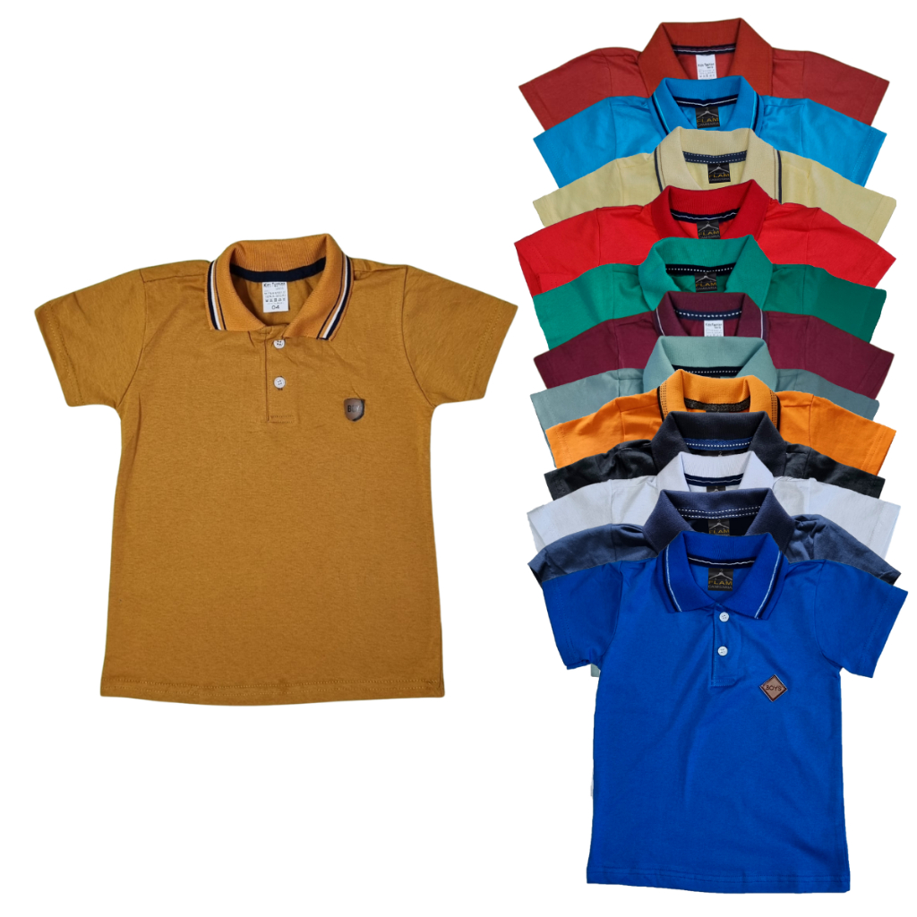 Camiseta polo infantil malha 100% algodão